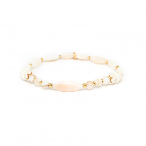 oval bead stretch bracelet "Ivory"