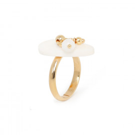 mother-of-pearl ring with dangles "Ivory" - Nature Bijoux