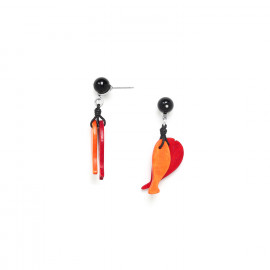 boucles d'oreilles 2 poissons top perle "Poisson rouge" - Nature Bijoux