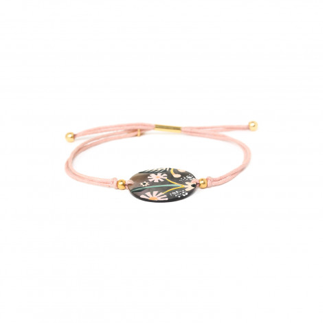 macrame bracelet with blacklip disc "Rose"