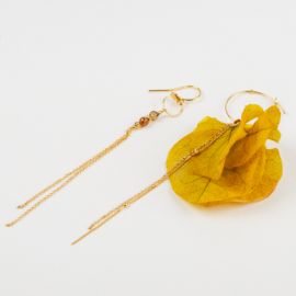 Intuitive asymmetrical hoop earrings Yellow bougainvillea - Rosekafé