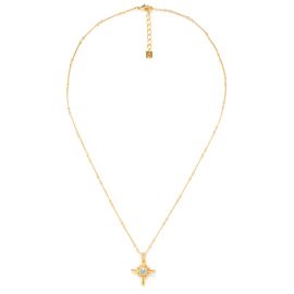 BYZANCE cross pendant necklace light blue - Olivolga