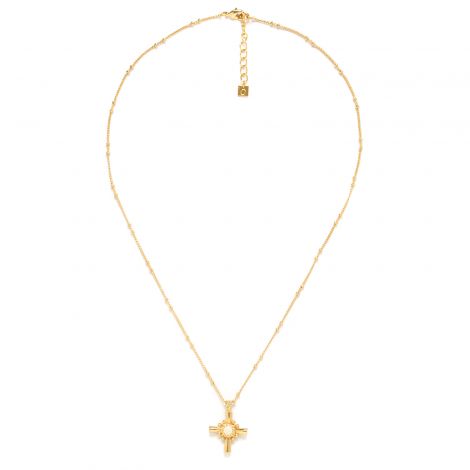 BYZANCE ecru cross pendant necklace