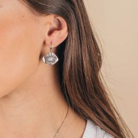 MANTRA boucles d'oreilles créoles INTUITION bleu - Olivolga Bijoux