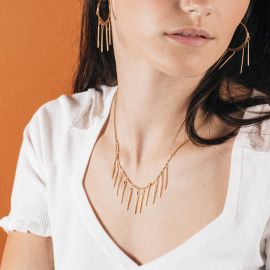 TREMA ball chain and rod dangle necklace - Olivolga Bijoux