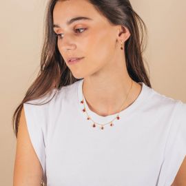 CONFETTIS multidangles necklace garnet - Olivolga Bijoux