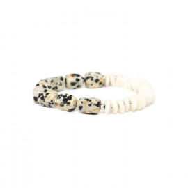 stretch bracelet jasper dalmation cubes "Les duos" - Nature Bijoux
