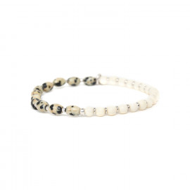 stretch bracelet jasper dalmatian oval bead "Les duos" - Nature Bijoux