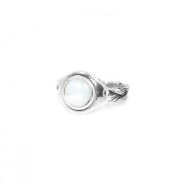 small adjustable ring white mother of pearl "Oceans" - Nature Bijoux