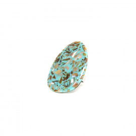 adjustable ring brown lip and turquoise resin "Terra" - Nature Bijoux