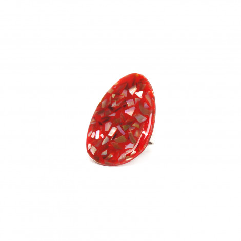 adjustable ring brown lip and red resin "Terra"