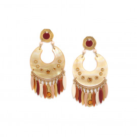 GIPSY brown post earrings with golden MOP "Les radieuses" - Franck Herval