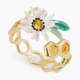 Flower and honey honeycomb adjustbale ring - Les Néréides