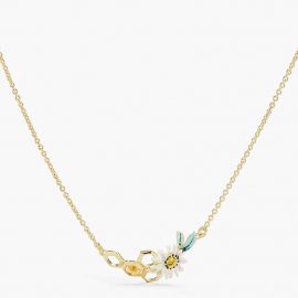 Flower and honey honeycomb delicate necklace - Les Néréides