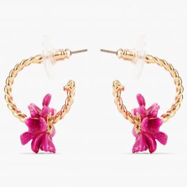 Hook earring pink flower - Les Néréides