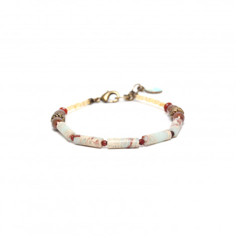 bracelet jaspe et perles de culture "Sweet amber"