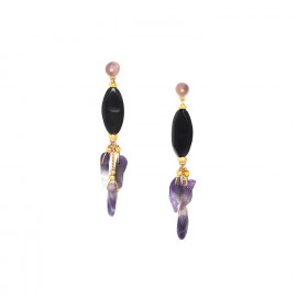 3 amethyste chips earrings "Purple rain" - Nature Bijoux