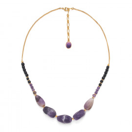 5 big beads necklace "Purple rain" - Nature Bijoux