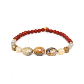 round & oval beads stretch bracelet "Canyon" - 
