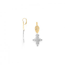 french hook earrings bicolor with cross pendant "Chellah" - Ori Tao