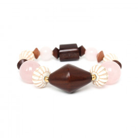 big stretch bracelet "Choco rose" - Nature Bijoux