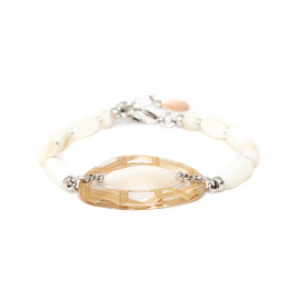 bracelet nacre anneau fibres résinées "Panama" - Nature Bijoux