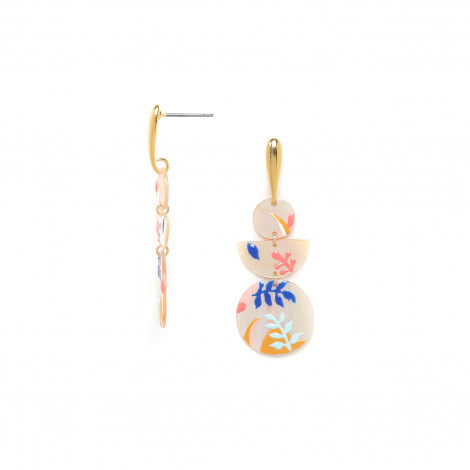 3 mother of pearl elements post earrings "Alix"