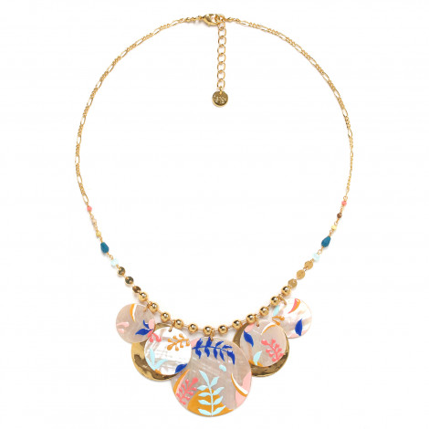 enameled mother of pearls plastron necklace "Alix"