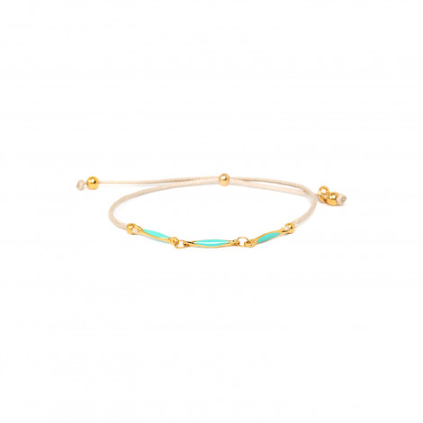 enameled chain & cord bracelet (turquoise) "Judy"