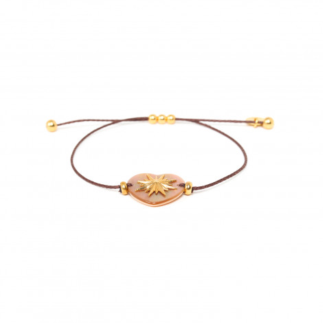 bracelet ajustable coeur nacre brune "Lovely"