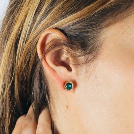 PALOMA green onyx stud earrings - L'atelier des Dames