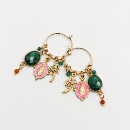 Louise pink and green hoop earrings - L'atelier des Dames
