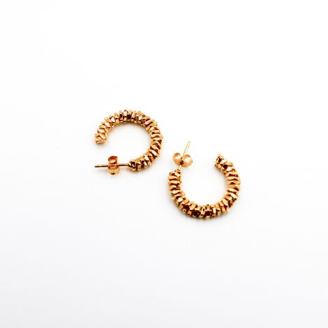 Small golden pearl hoop earrings MANON