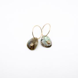 STELLA labradorite star stone hoop earrings - L'atelier des Dames