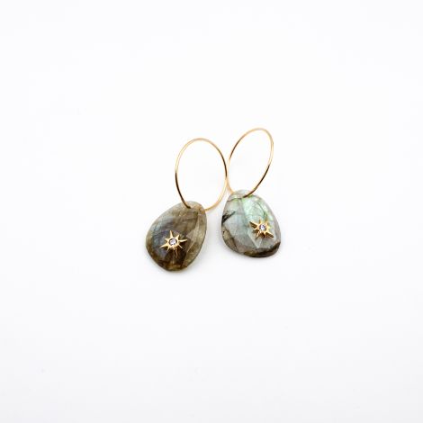 STELLA labradorite star stone hoop earrings