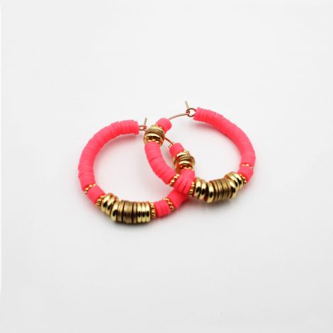 VANESSA pink rubber hoop earrings
