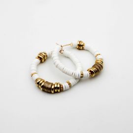 VANESSA white rubber hoop earrings - L'atelier des Dames
