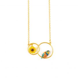 Bee-Eater Bird and Flower rings necklace - Nach