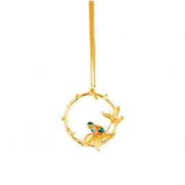 Bee-Eater Bird Leafy ring necklace - 