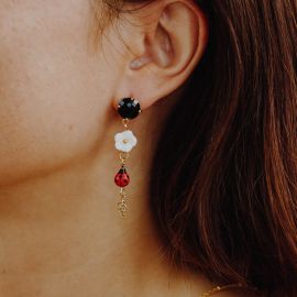 Pendants Ladybug and Flower earrings - 