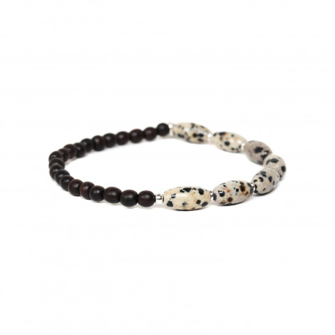 dalmatian jasper and ebony bracelet "Les duos"