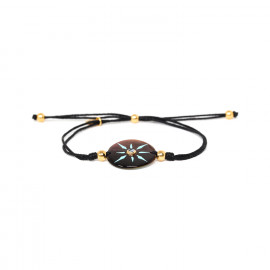LUZ black cord bracelet with blacklip disc "Les complices" - 