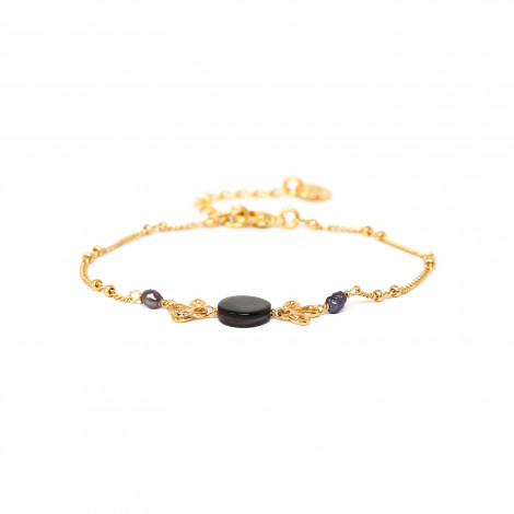 ROSY bracelet fin fermoir mousqueton perles & nacre noire "Les complices"