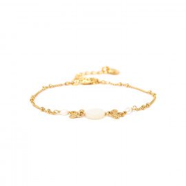 ROSY bracelet fin fermoir mousqueton perles et nacre blanche "Les complices" - 