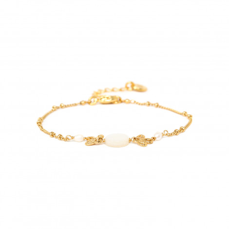 ROSY bracelet fin fermoir mousqueton perles et nacre blanche "Les complices"
