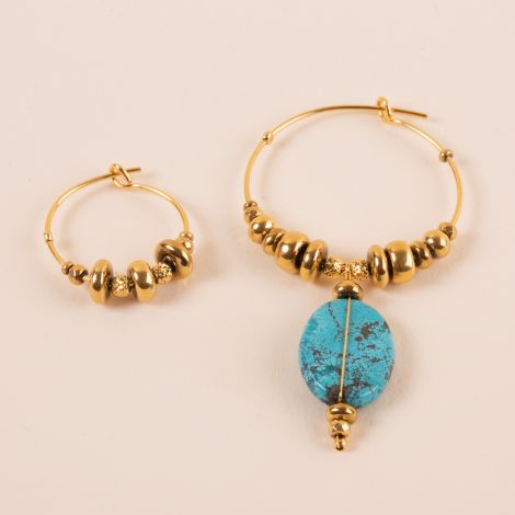 Turquoise Mismatched Hoop Earrings