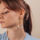 Asymmetrical Beryl and Pink Opal hoop earrings - 