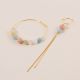 Asymmetrical Beryl and Pink Opal hoop earrings - 