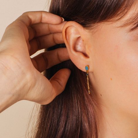 BLISS blue oval post earrings
