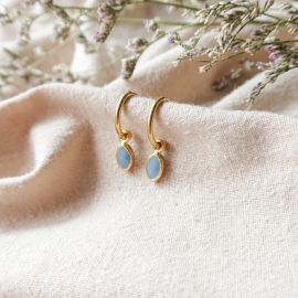 BLISS boucles d'oreilles mini créoles bleues - Olivolga Bijoux